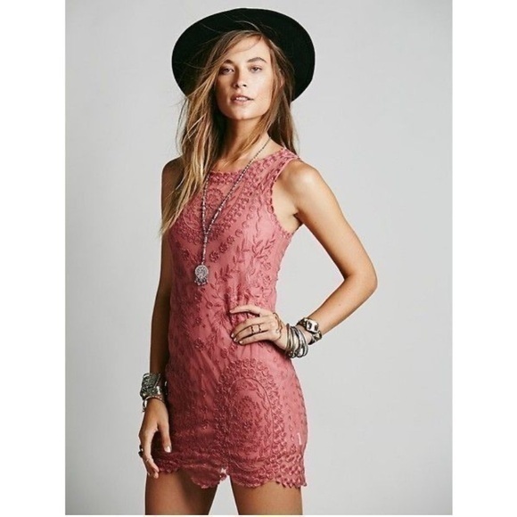 Free People Dresses & Skirts - Free People Embroidered Net Shift Dress Size Small